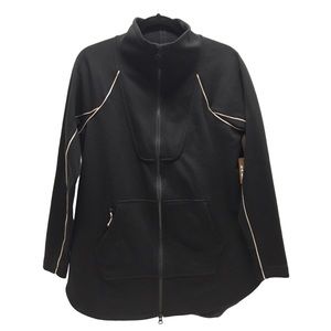 Title Nine Warm Up Fleece Swacket Full Zip Sweatshirt Jacket Black Size Small